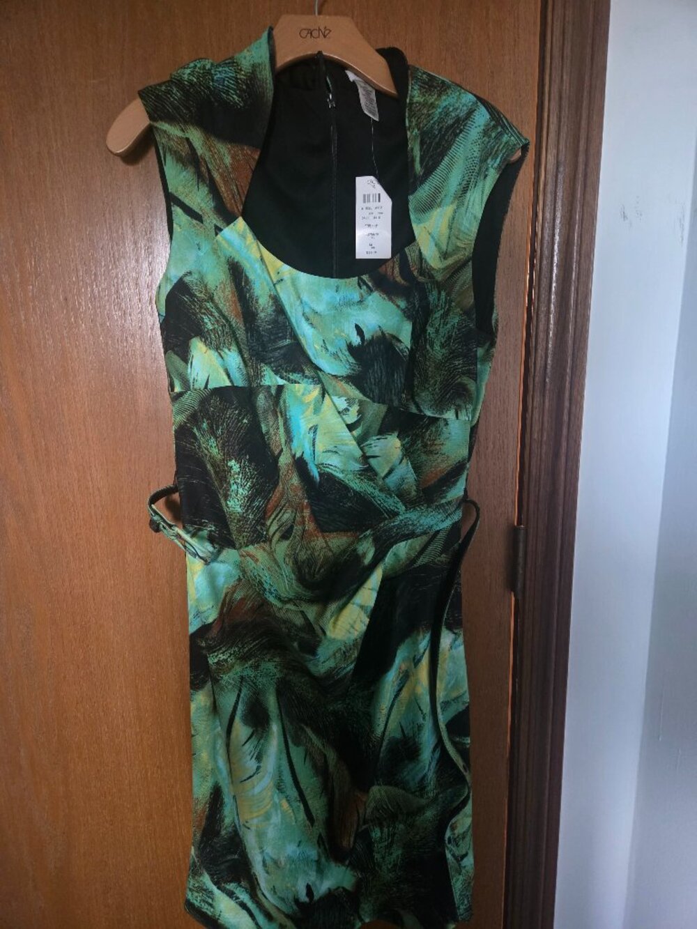 Cache multi color black and green dress